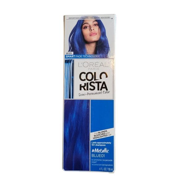 L'Oreal Colorista Semi-Permanent Hair Color in Metallic Blue - Picture 1 of 3